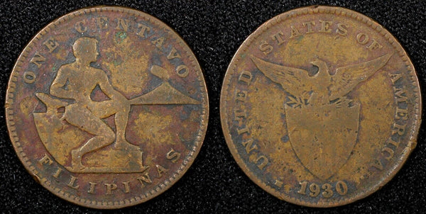 Philippines Bronze 1930 M 1 Centavo Manila Mint KM# 163 (24 375)