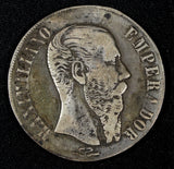 Mexico EMPIRE OF MAXIMILIAN Silver 1866 Pi  Peso SCARCE KM# 388.2 (30 005)
