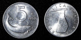 Italy Aluminum 1952 R 5 Lire Dolphin UNC  KM# 92 (27 674)