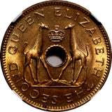 Rhodesia And Nyasaland Bronze 1955 1/2 Penny NGC MS65 RD FULL RED KM# 1 (011)