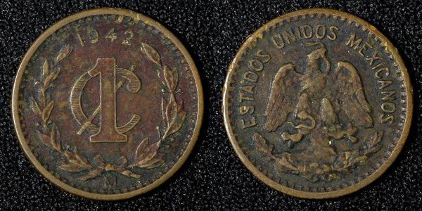 Mexico Bronze 1942 1 Centavo WWII Issue KM# 415 (27 870)