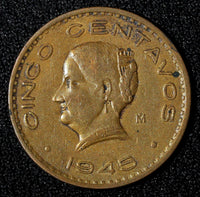 Mexico ESTADOS UNIDOS MEXICANOS Bronze 1945 5 Centavos WWII ISSUE KM# 424 (937)