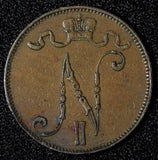 Finland under Russia Nicholas II Copper 1898 5 Pennia KM# 15 (28 641)