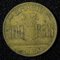 BRAZIL  Diogo Antônio Feijó Aluminum-Bronze 1936  500 Reis KM# 540 (27 648)