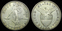 PHILIPPINES Silver 1918 S  50 Centavos 27.5 mm BETTER DATE XF- aUNC KM# 171 (66)