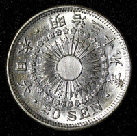 Japan Meiji (1867-1912) Silver Year 39 (1906) 20 Sen aUNC  Y# 30 (28 068)