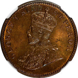 India-British George V Bronze 1930 (C) 1/4 Anna NGC MS63 BN KM# 512 (012)