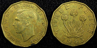 Great Britain George VI Nickel-Brass 1943 3 Pence WWII Issue High Grade KM849(6)
