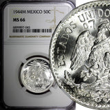 Mexico ESTADOS UNIDOS Silver 1944 M 50 Centavos NGC MS66 GEM GEM BU KM# 447 (45)