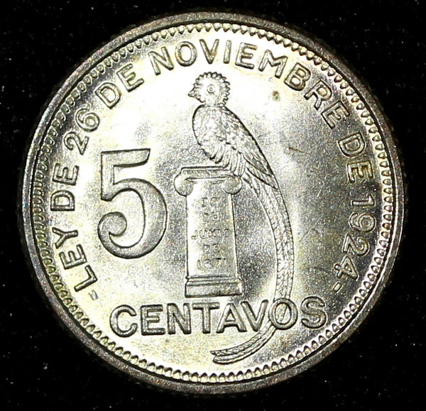 Guatemala Silver 1943 5 Centavos Philadelphia Mint GEM BU KM# 238.2 (27 178)