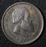 BRAZIL Pedro II Bronze 1869 20 Reis No dot after RS . XF KM# 474 ( 27 517)