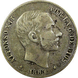 Philippines 	Alfonso XII Silver 1883 20 Centimos Manila Toned KM# 149 (24 408)