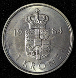 Denmark Margrethe II 1984 1 Krone 25.5 mm UNC KM# 862.3 (28 651)