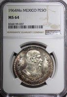 Mexico ESTADOS UNIDOS MEXICANOS Silver 1964 Peso Jose Morelos NGC MS64 KM#459(7)