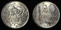 BRAZIL Copper-Nickel 1967 20 Centavos 1 Year Type Thick planchet KM# 579.1  (53)