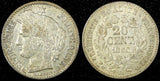FRANCE Silver 1850 A  20 Centimes Paris Mint KM# 758.1 (24 698)