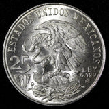 MEXICO Silver 1968 Mo  25 Pesos Olympic Games Low Rings GEM BU KM# 479.1 (986)