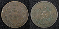 Mexico ESTADOS UNIDOS MEXICANOS Bronze 1906 2 Centavos KM# 419 (27 287)