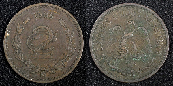 Mexico ESTADOS UNIDOS MEXICANOS Bronze 1906 2 Centavos KM# 419 (27 287)