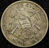 Guatemala Silver 1934 5 Centavos  Royal British Mint KM# 238.2  (24 455)