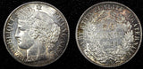 FRANCE Silver 1888 A 50 Centimes  Paris Mint Nice Toned aUNC KM# 834.1  (25 518)