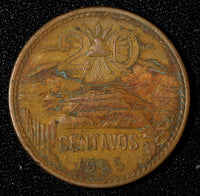 Mexico ESTADOS UNIDOS MEXICANOS Bronze 1955 20 Centavos Better Date KM# 439 (77)