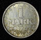 Germany - Weimar Republic Silver 1925 A 1 Mark Berlin Mint KM# 42 (30 070)