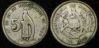 Guatemala Silver 1945 5 Centavos Guatemala City Mint KM# 238.1  (24 448)