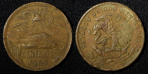 MEXICO  Bronze 1969 Mo 20 Centavos KM# 440 (27 439)