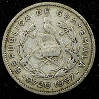 Guatemala Silver 1957 5 Centavos KM# 257.1 (24 419)