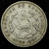 Guatemala Silver 1957 5 Centavos KM# 257.1 (24 419)