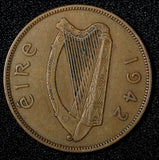 Ireland Republic Bronze 1942 1 Penny hen with chicks WWII Issue KM# 11 (28 998)