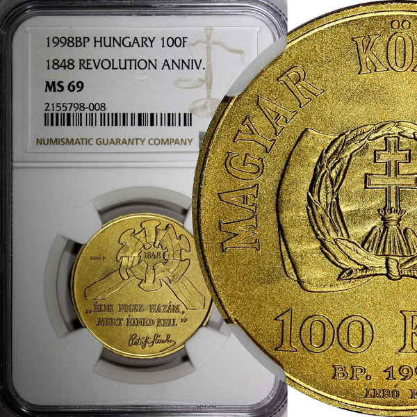 HUNGARY 1998 BP 100 Forint 1848 Revolution NGC MS69 TOP GRADED KM# 726 (008)