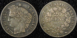 FRANCE Silver 1850 A  20 Centimes Paris Mint KM# 758.1 (24 699)