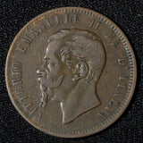 ITALY Victor Emmanuel II Bronze 1866 T 10 Centesimi Turin Mint KM# 11.6 ( 127)