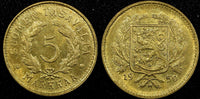 Finland Brass 1950 H 5 Markkaa 23mm UNC KM# 31a (24 086)