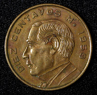 Mexico Brass 1959 10 Centavos Benito Juárez KM# 433 (27 856)