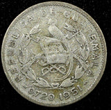 Guatemala Silver 1951 5 Centavos KM# 257.1  (24 435)