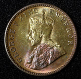 India-British George V Bronze 1936 (B) 1/4 Anna GEM BU  Toned KM# 512  (27 727)