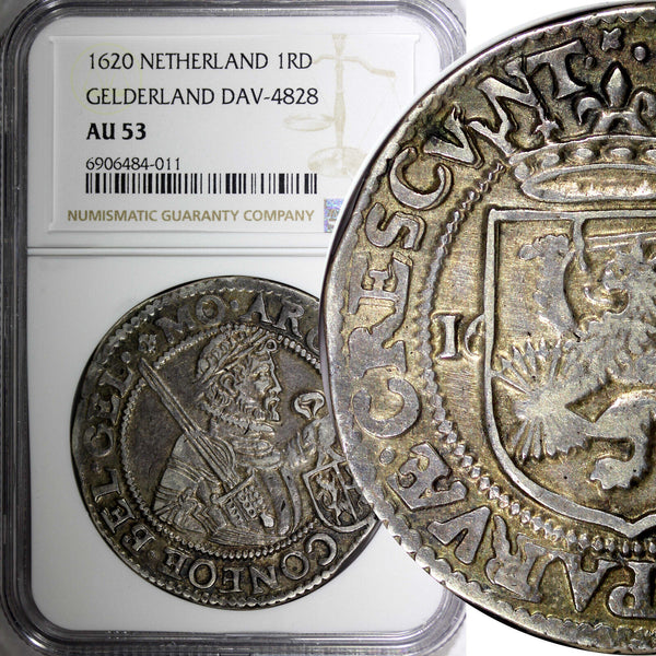 Netherlands GELDERLAND 1620 1 Rijksdaalder NGC AU53 1 GRADED HIGHEST KM# 16.1(1)