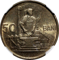 Romania 1956 50 Bani NGC MS63 25 mm 2 Years Type BU COIN KM# 86 (16)