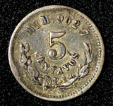 MEXICO Silver 1890 Mo M 5 Centavos Mexico City Mint Toned KM# 398.7 (28 433)