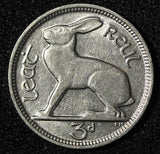 Ireland Republic 1928 3 Pence Seated Hare 1st Year Type KM# 4 (28 230)