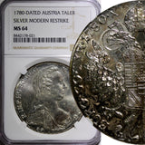 Austria Maria Theresia Silver  (.833) 1780 Thaler NGC MS64 28.06 g. KM# T1  (21)