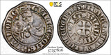 BELGIUM Hainaut  Guillaume I (1304-1337) AR 1/2 Gros PCGS AU58 RARE Chalon-45(6)