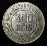 BRAZIL Copper-Nickel 1927 400 Reis Liberty 30.2mm KM# 520 (27 793)