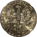 POLAND 1965 MW 10 Złotych NGC MS63 Anniversary of Warsaw Nike of Warsaw Y#54 (7)