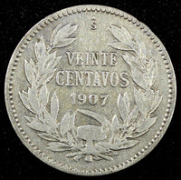 Chile Silver 1907 20 Centavos KM# 151.2 ( 24 039)