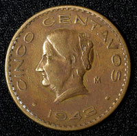Mexico ESTADOS UNIDOS MEXICANOS Bronze 1943 5 Centavos WWII ISSUE KM# 424 (932)