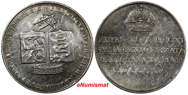 AUSTRIA Silver Jeton Medal 1815 Francis II as Coronation in Milan,22 mm (9931)